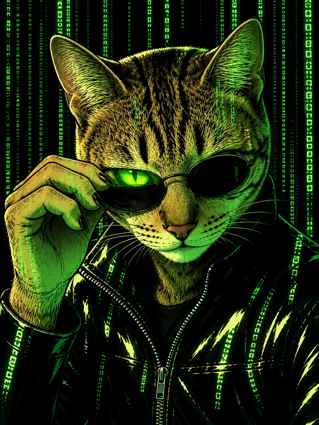 Matrix Cat lifting his glasses